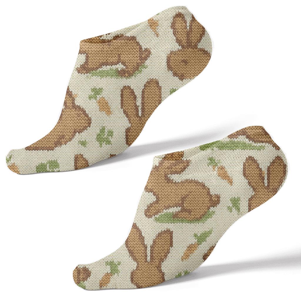 Knitted Meadow Rabbit Tiling designer print ankle socks