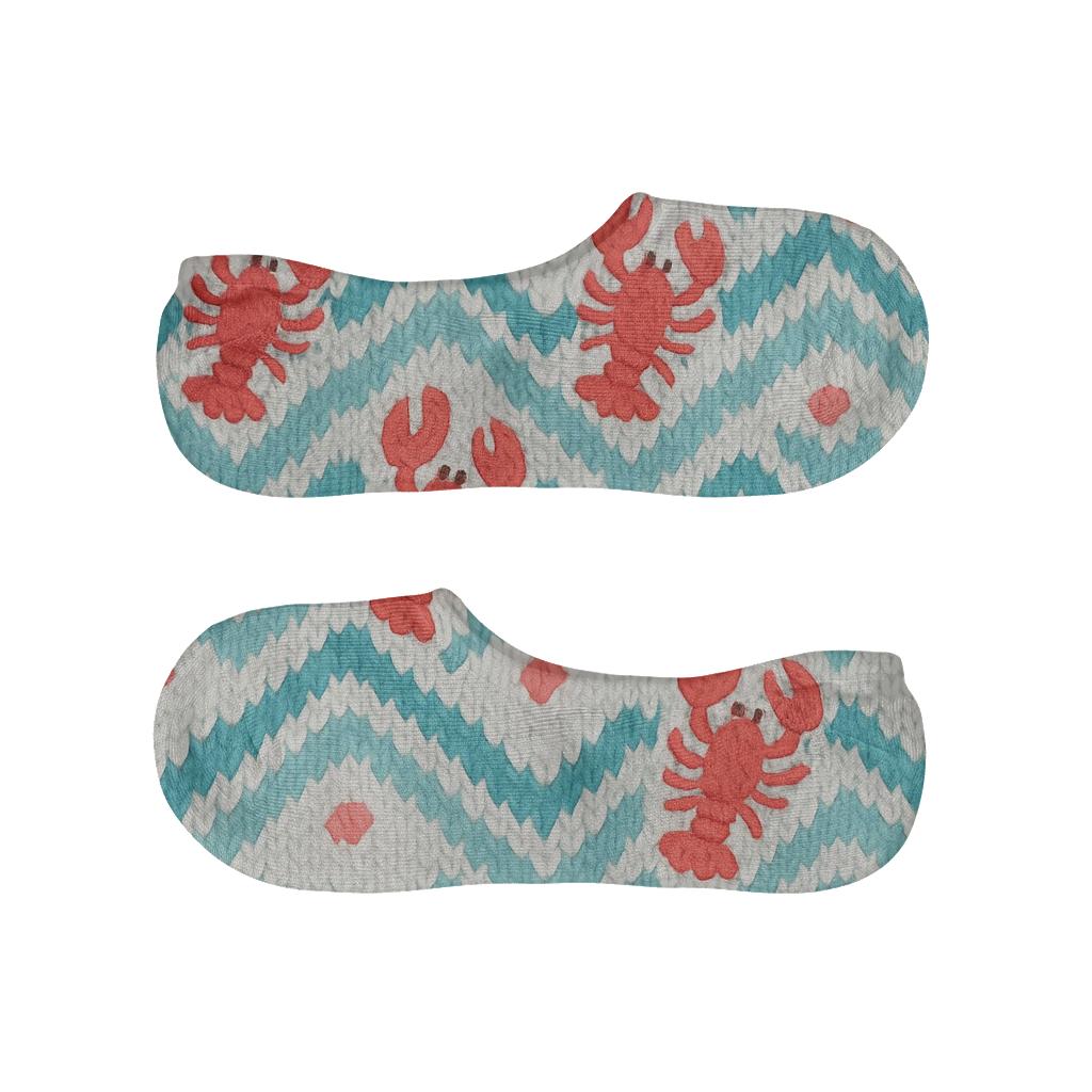 Knitted Chevron Waves With Lobster Silhouette Pop breathable no-show socks