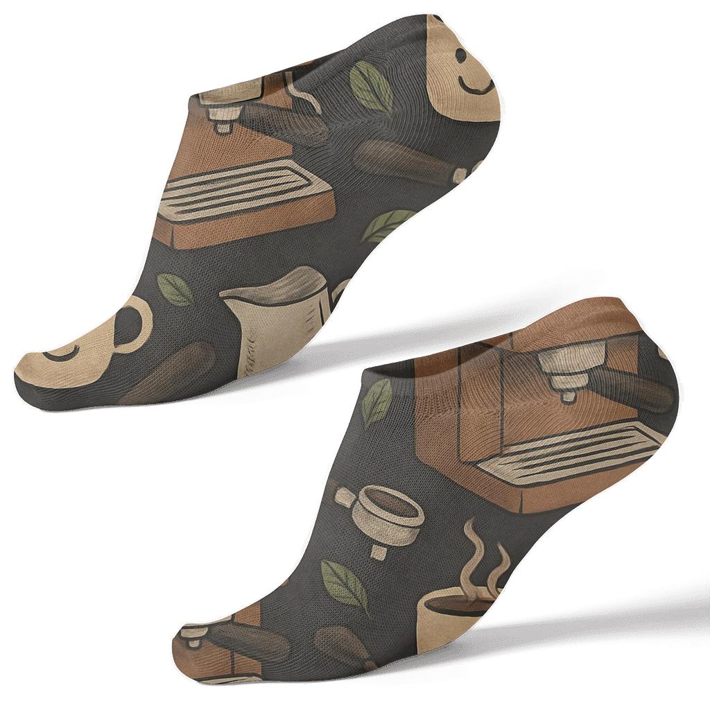 Cups And Tools Barista Collage Repeat custom ankle socks