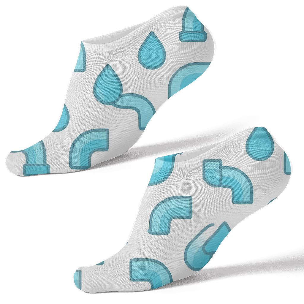 Aqua Drop Rhythm Pattern With Plumber Pipes custom ankle socks