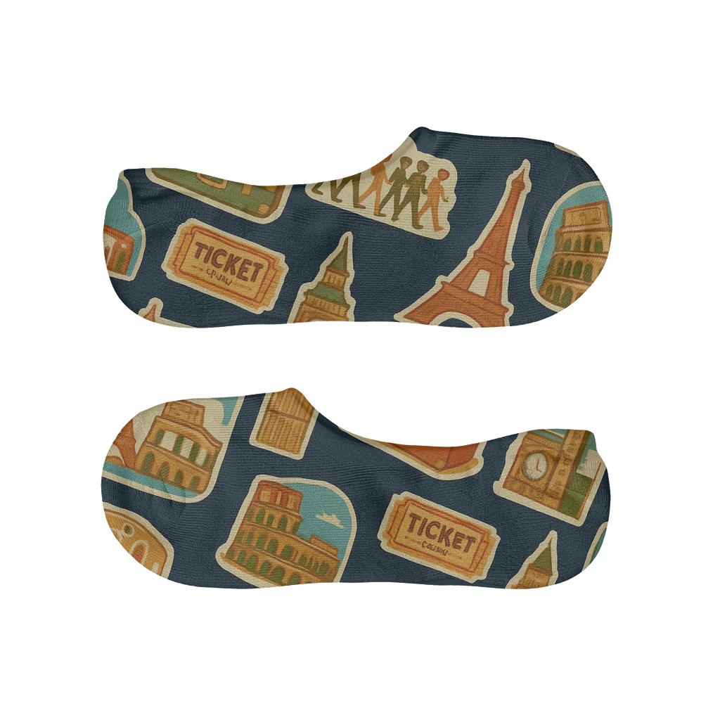 Tour Guide Vintage Poster Sticker Scatter personalized no-show socks