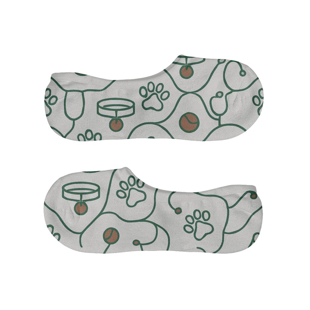 Paw Print Lattice Pattern For Veterinarian soft cotton no-show socks