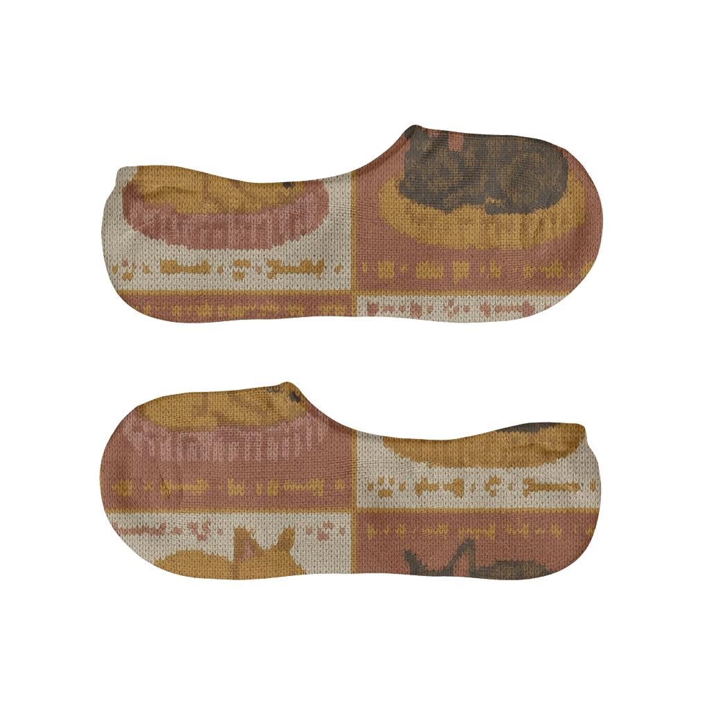 Knitted French Bulldog Cozy Quilt Tiles trendy no-show sock styles