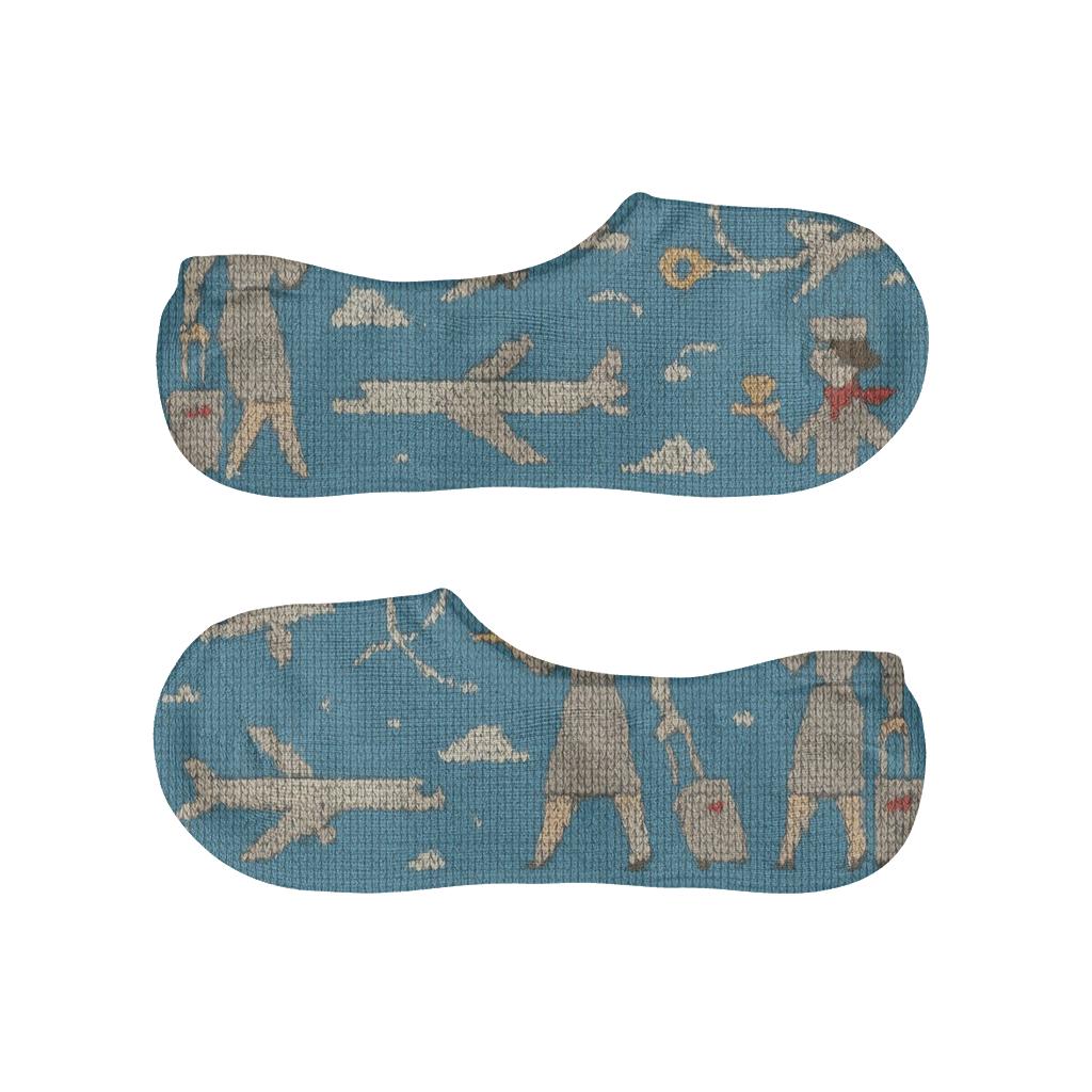 Sky Blue Flight Attendant Knit Illusion Clouds trendy no-show sock styles