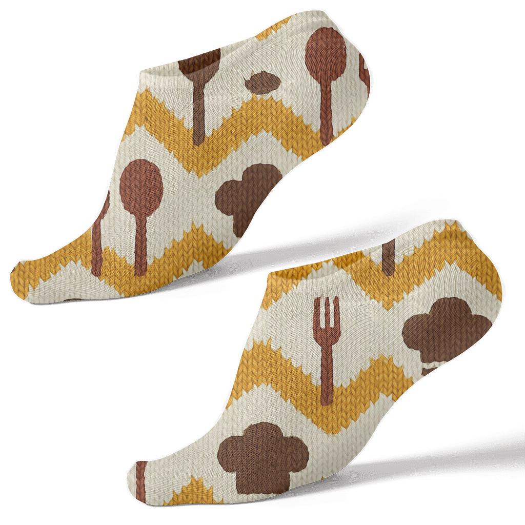 Restaurant Manager Cutlery Chevron Knit Illusion comfortable cotton ankle socks
