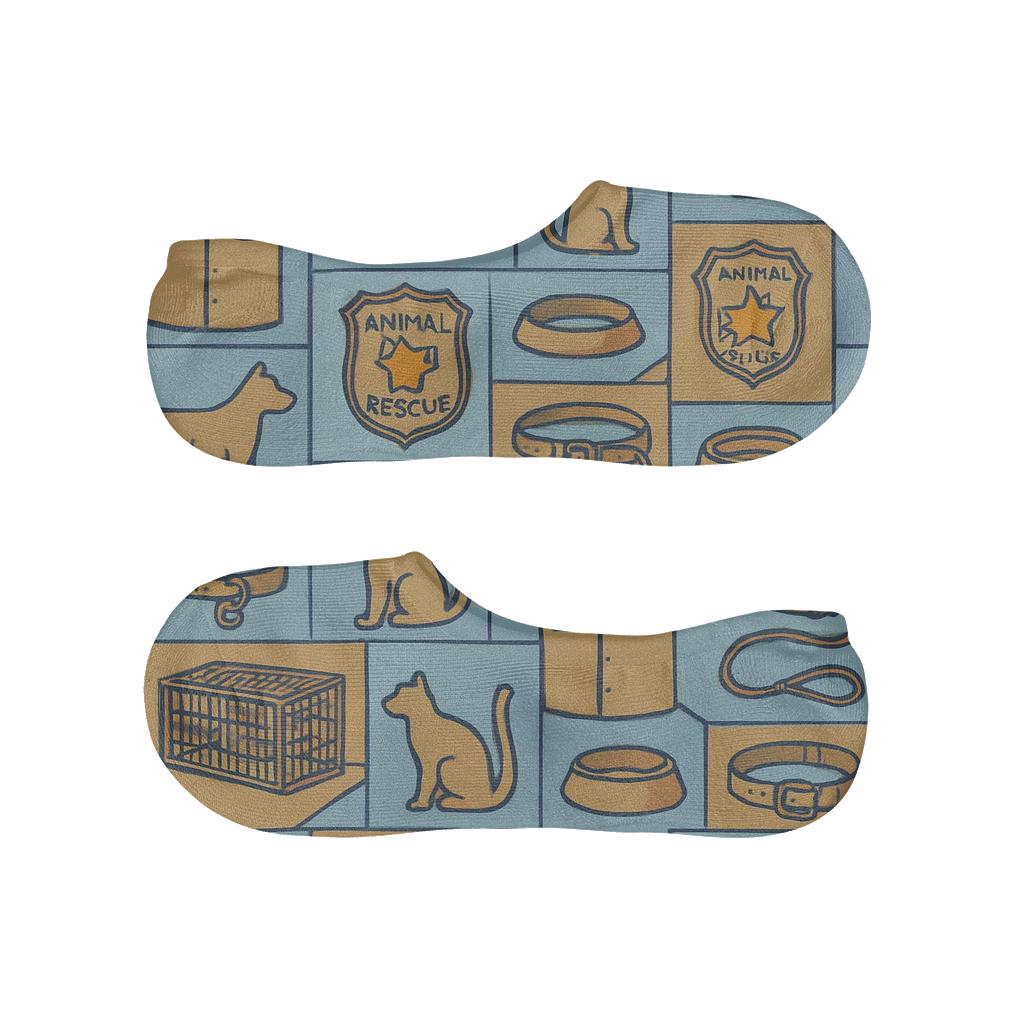 Rescue Patchwork Collage For Animal Control Officer custom no-show socks