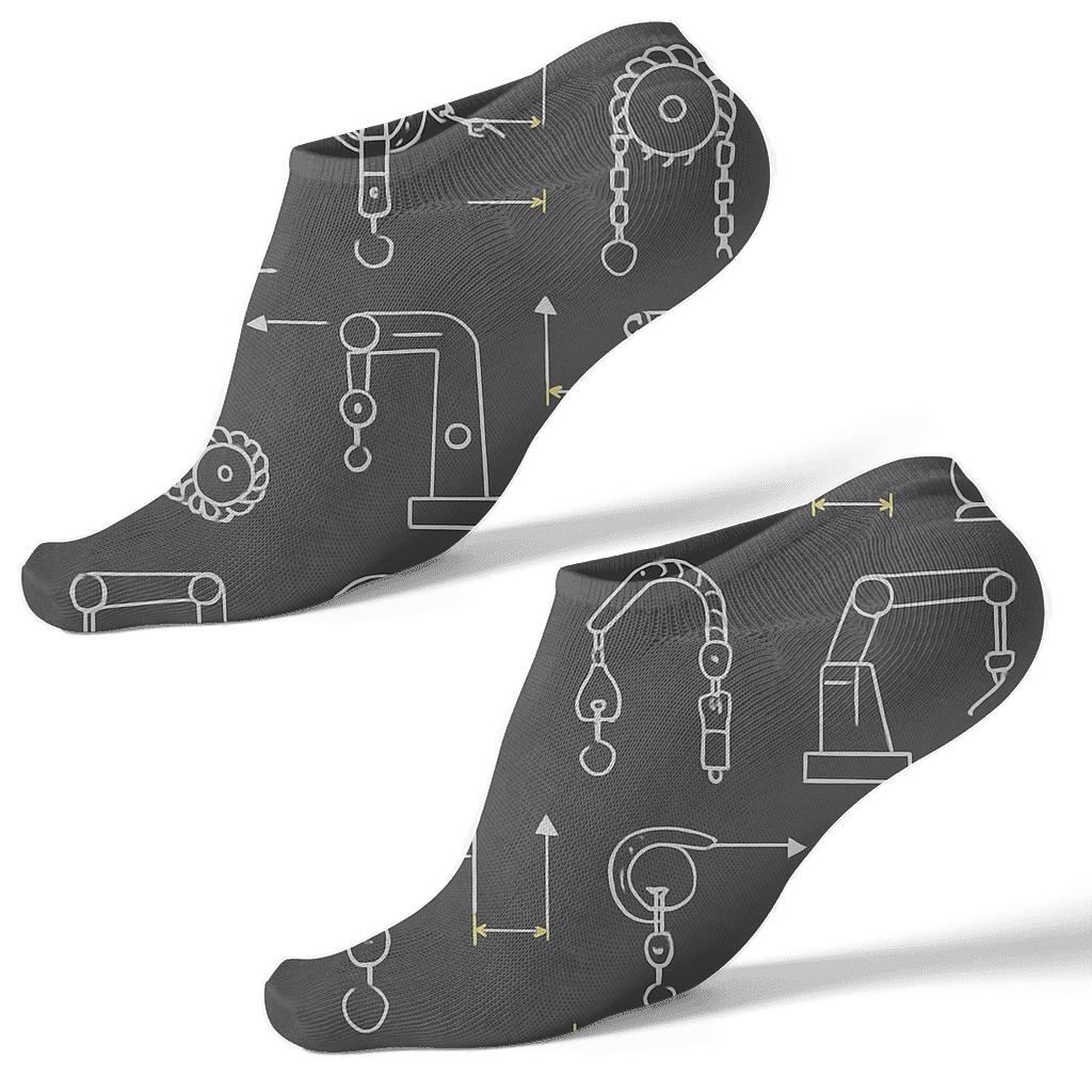 Blueprint Lattice Pattern With Mechanical Engineer Precision custom ankle socks