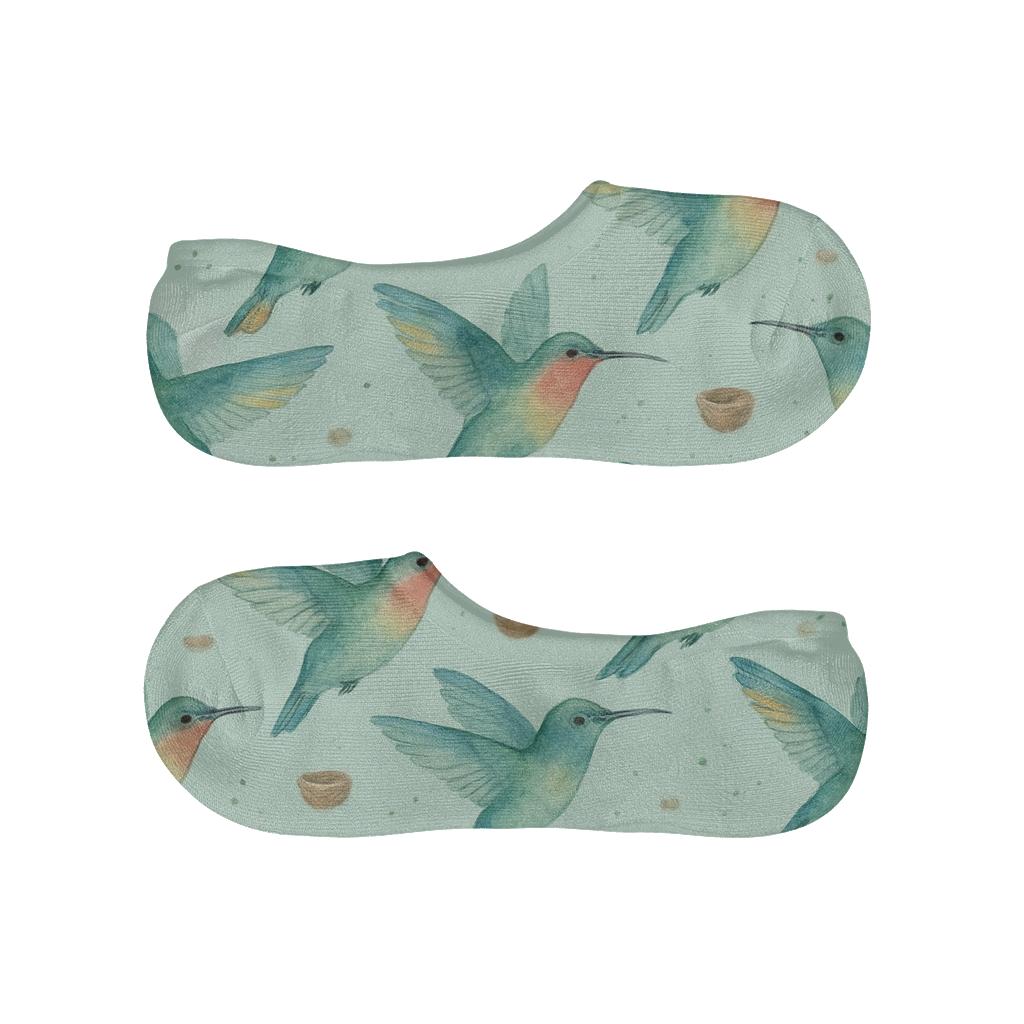 Hummingbird Wing Beat Diagonal Array On Soft Mint Background comfortable invisible socks