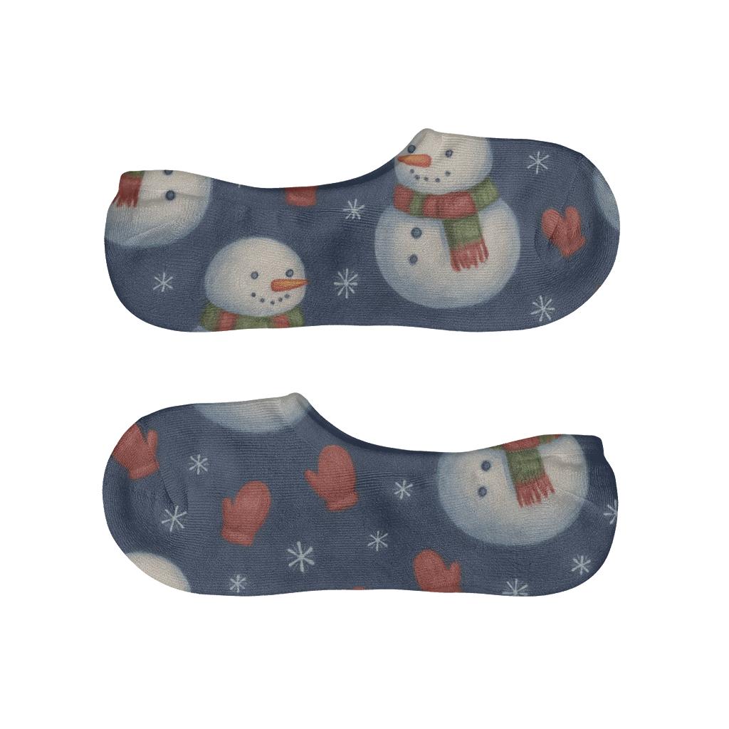 Snowman Scatter In Xmas Twilight Field trendy no-show sock styles