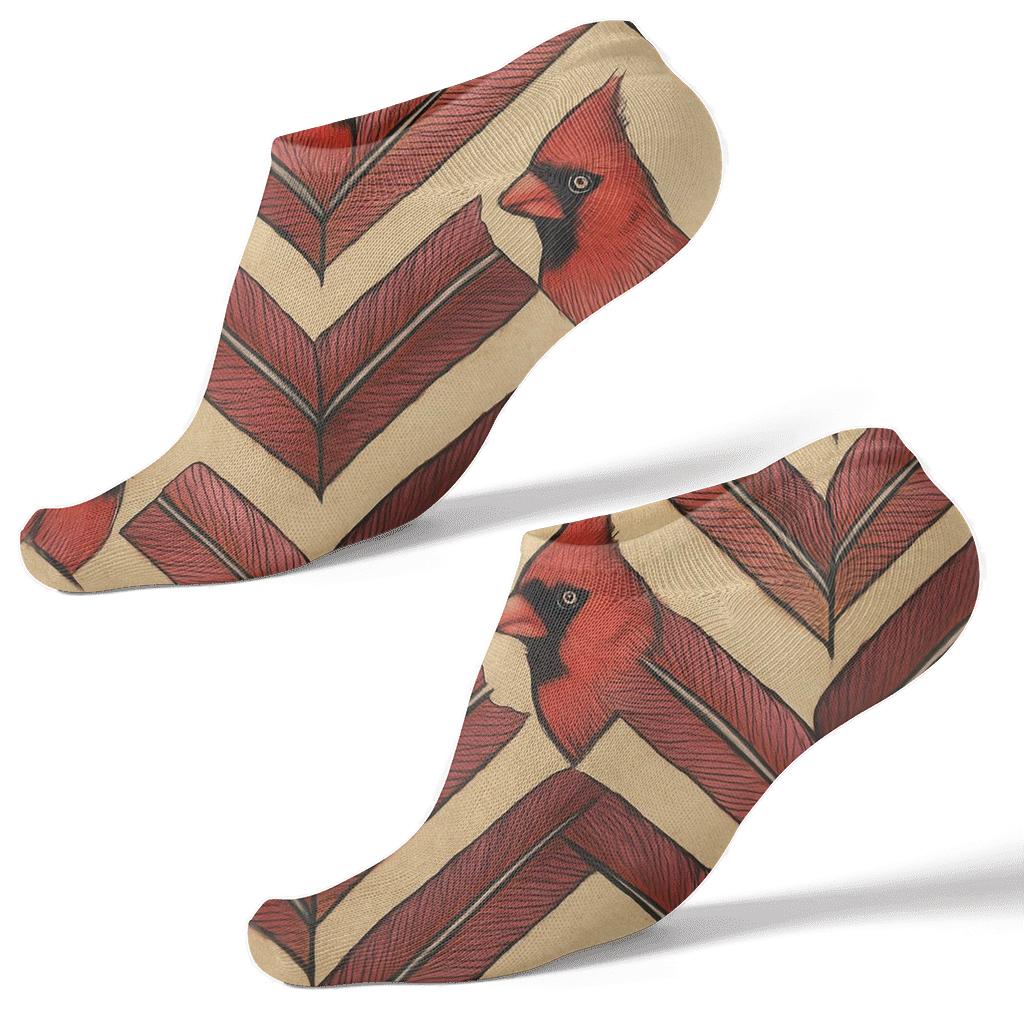 Cardinal Feather Chevron Bands On Warm Beige Background trendy patterned ankle socks