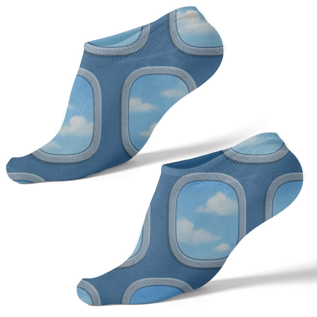 Sky Blue Airplane Window Tessellation trendy patterned ankle socks