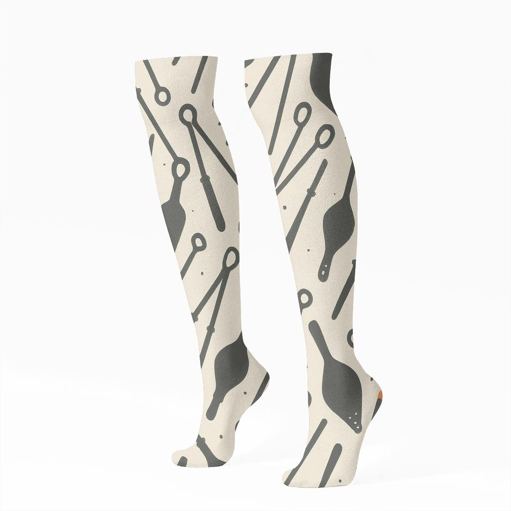 Herringbone Hearth Tools In Fireplace Study custom knee-high socks