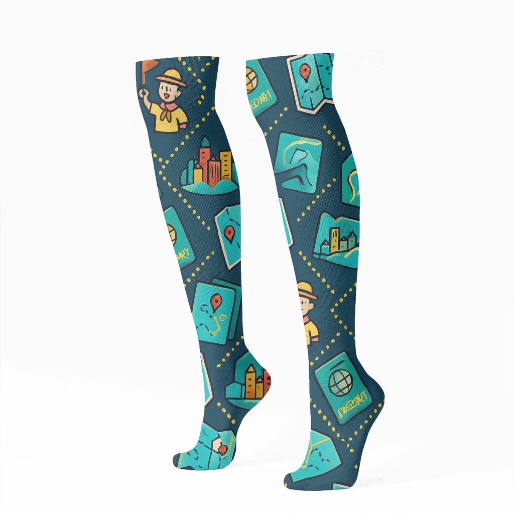 City Sticker Lattice With Tour Guide Flair stylish athletic knee-high socks