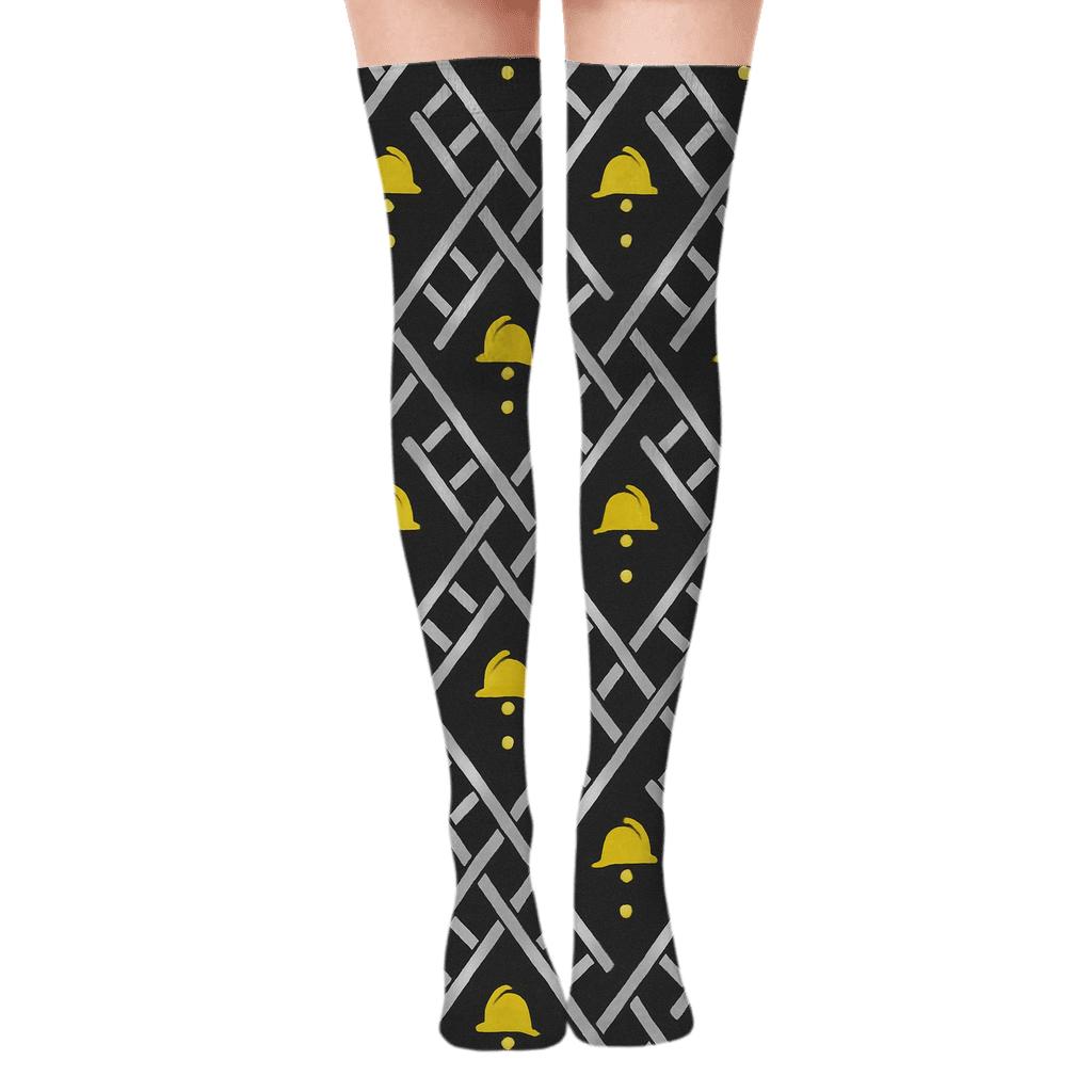 Ladder Stripe Lattice For Fire Fighter Gear unique graphic over-the-knee socks