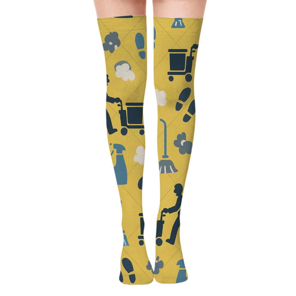 Tilework Custodian Parade Pattern custom over-the-knee socks