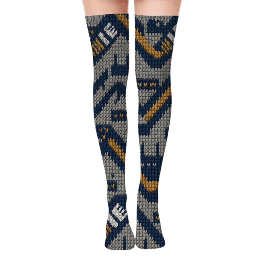 Knitted Network Administrator Cable Chevron stylish fashion over-the-knee socks