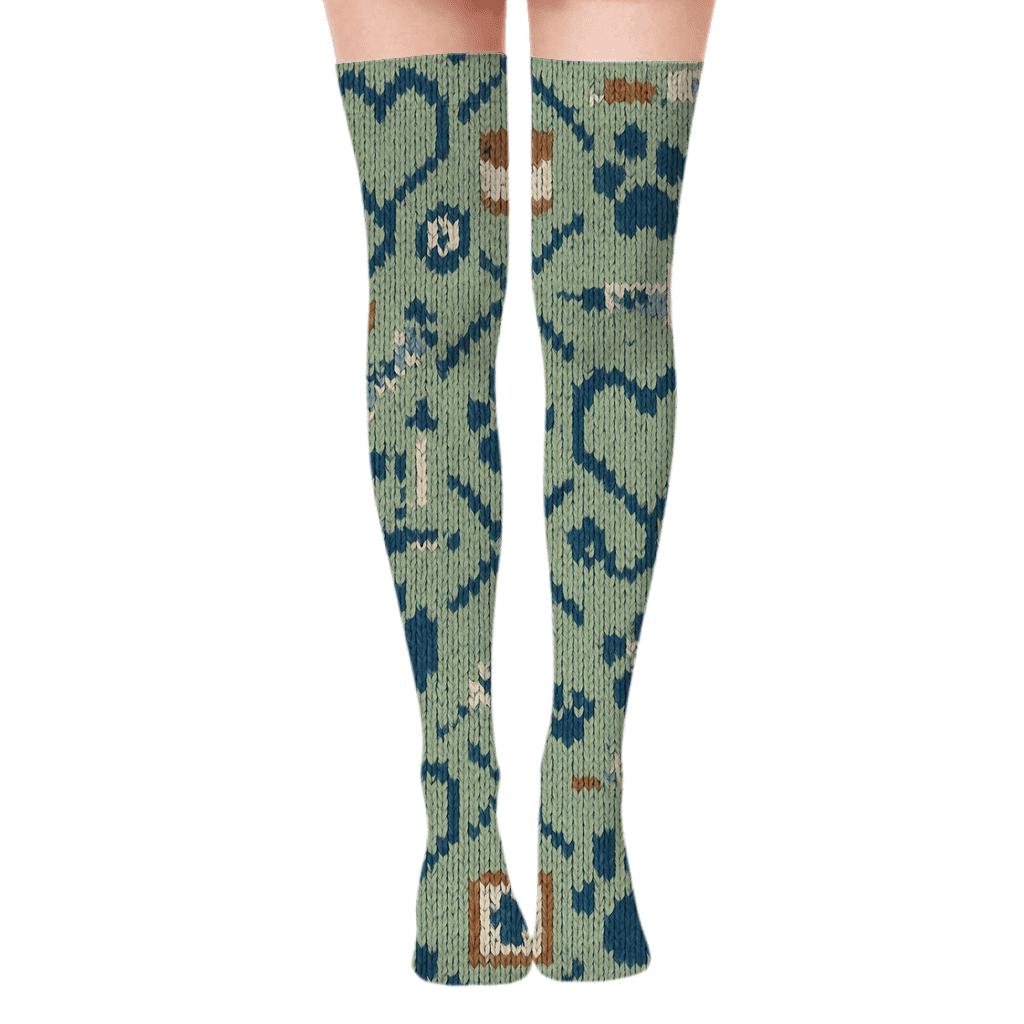 Knitted Illusion Veterinary Technician Lattice Print trendy patterned over-the-knee socks