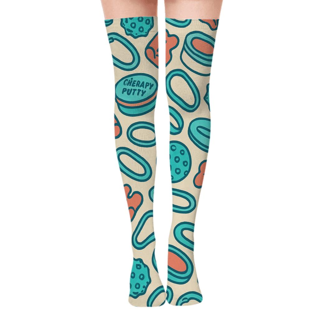 Occupational Therapist Sensory Tools Honeycomb Tessellation premium cozy over-the-knee socks