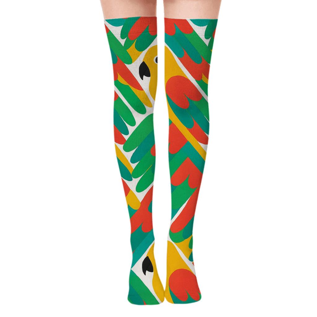 Parrot Plumage Chevron Parade comfortable cotton over-the-knee socks