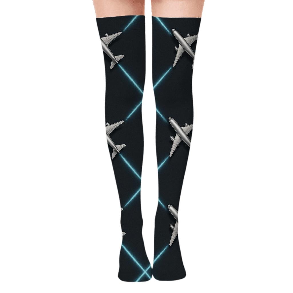 Jet Stream Lattice Airplane Edition personalized over-the-knee socks