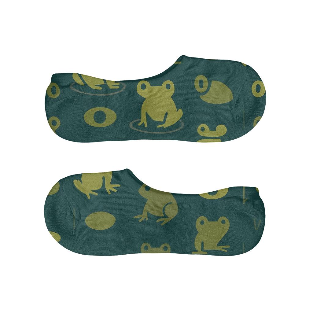 Pond Ripples In Minimalist Frog Grid comfortable low-cut socks