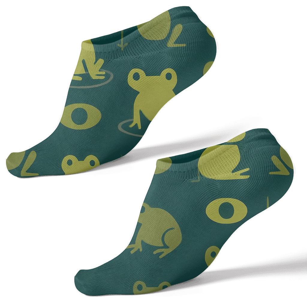 Pond Ripples In Minimalist Frog Grid unique graphic ankle socks