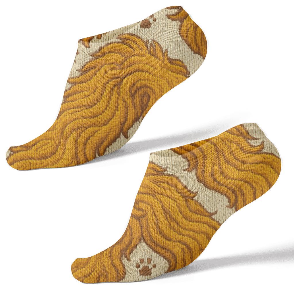 Knitted Mane Texture Pattern With Lion personalized ankle socks