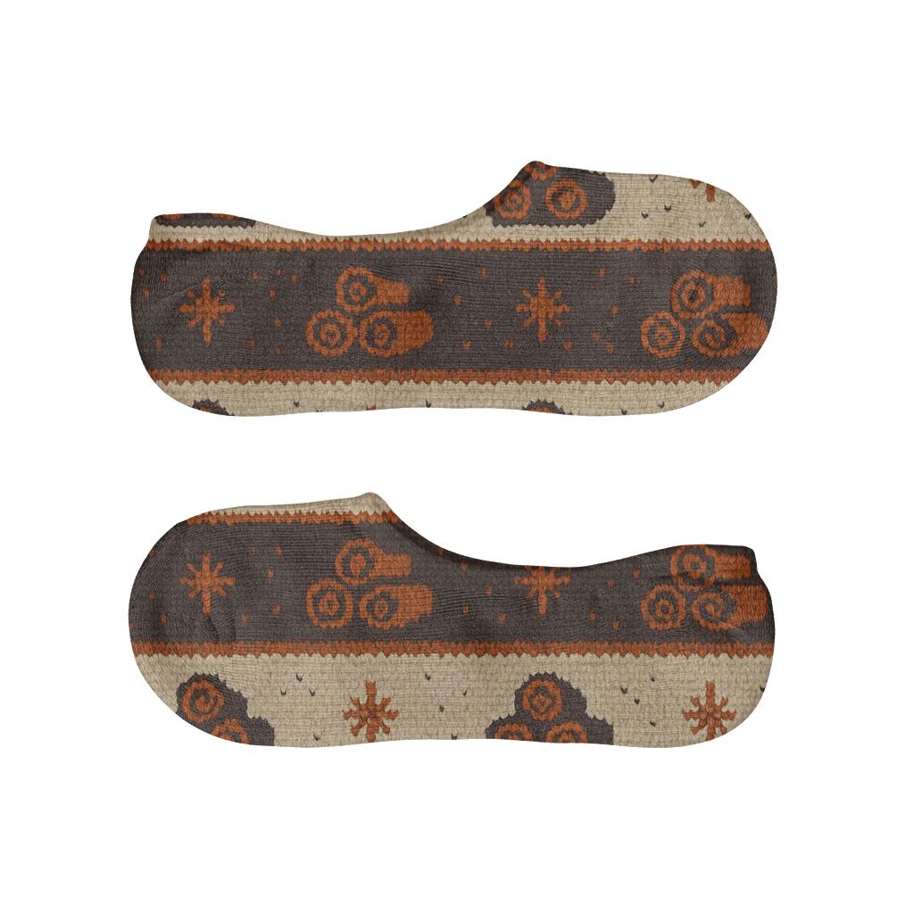 Stacked Log Band Pattern With Heart Warmth soft cotton no-show socks