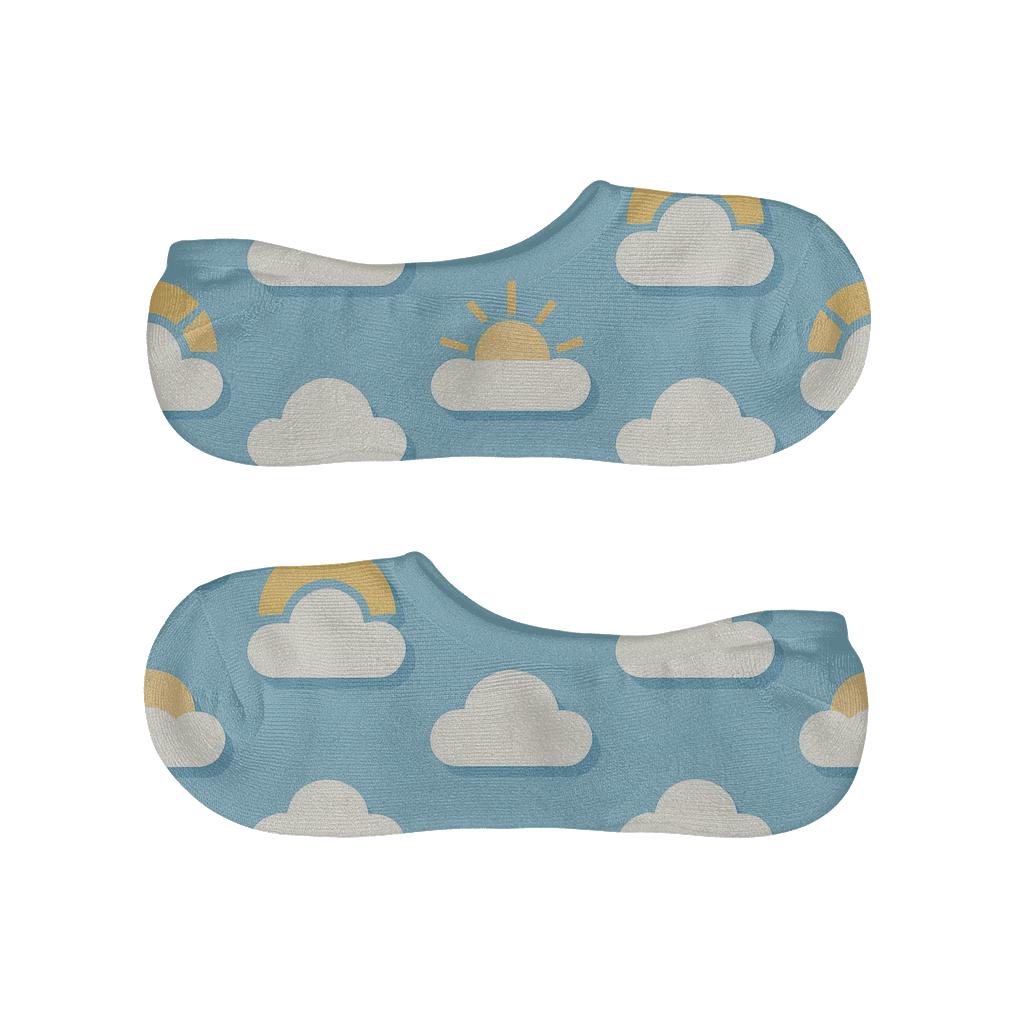 Sun Peeking Behind Clouds Scarf Grid personalized no-show socks