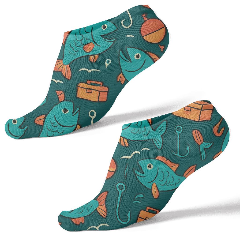River Party Pattern In Fisher Style personalized ankle socks