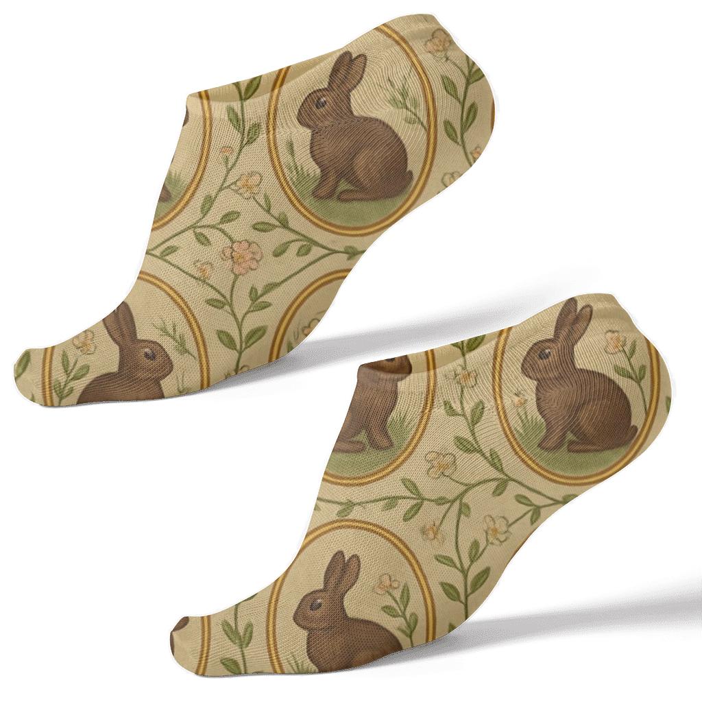 Botanical Poster Tiling With Rabbit In Wildflower Frames custom ankle socks