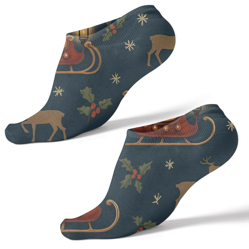 Lantern Lit Ride With Sleigh Repeat unique graphic ankle socks
