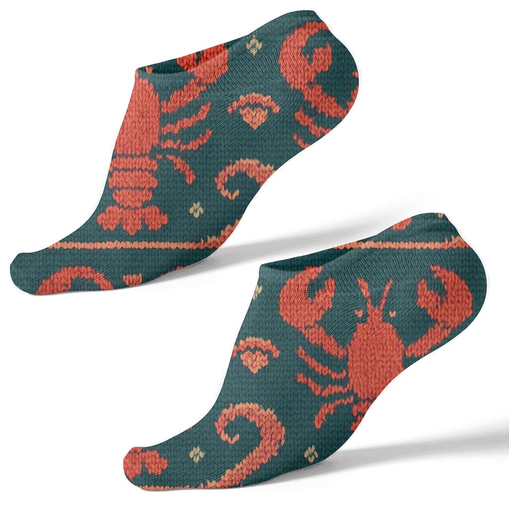 Knitted Illusion Lobster Wave Bands unique graphic ankle socks