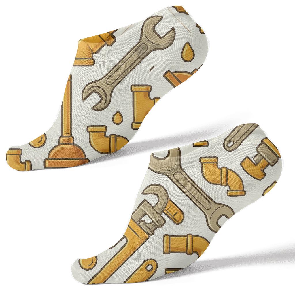 Tool Collage Pattern With Plumber Charm soft everyday ankle socks