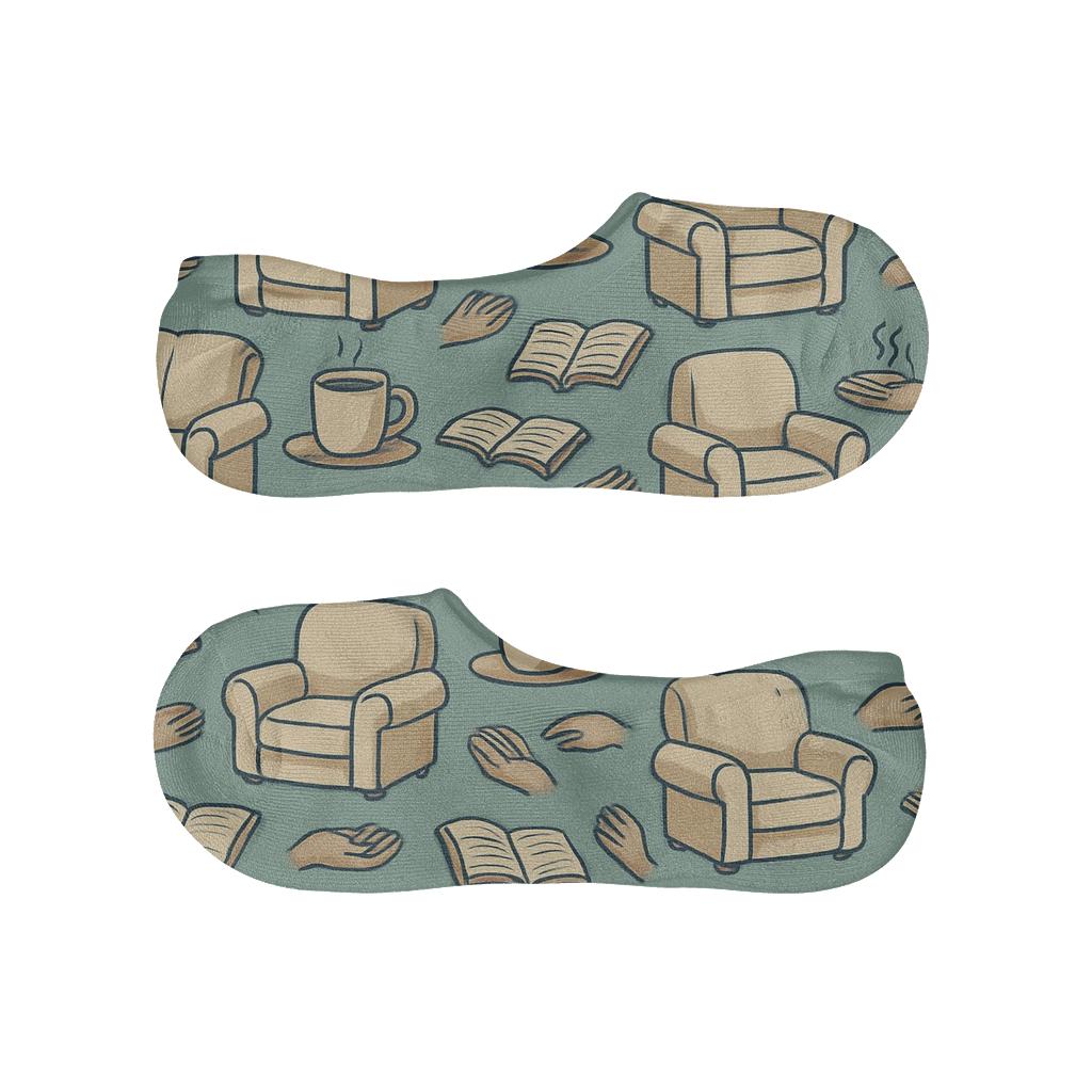 Therapy Chair Tessellation With Counselor Calm custom no-show socks