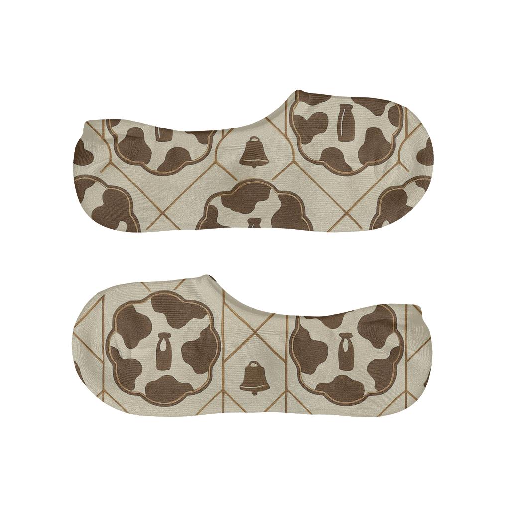 Retro Dairy Label Cow Spot Medallions breathable seamless no-show sockscustom no-show socks