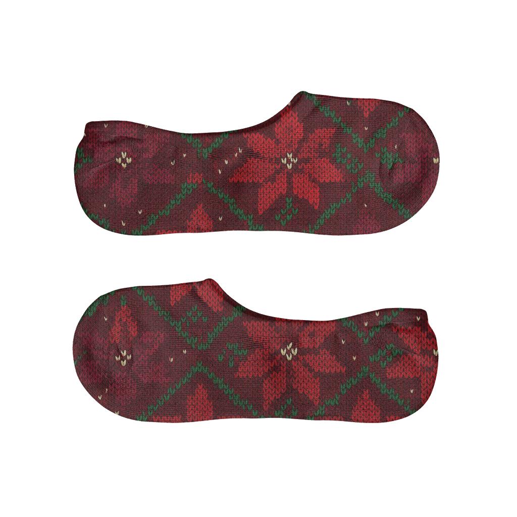 Star Bract Chevron Knit On Deep Crimson designer printed no-show socks