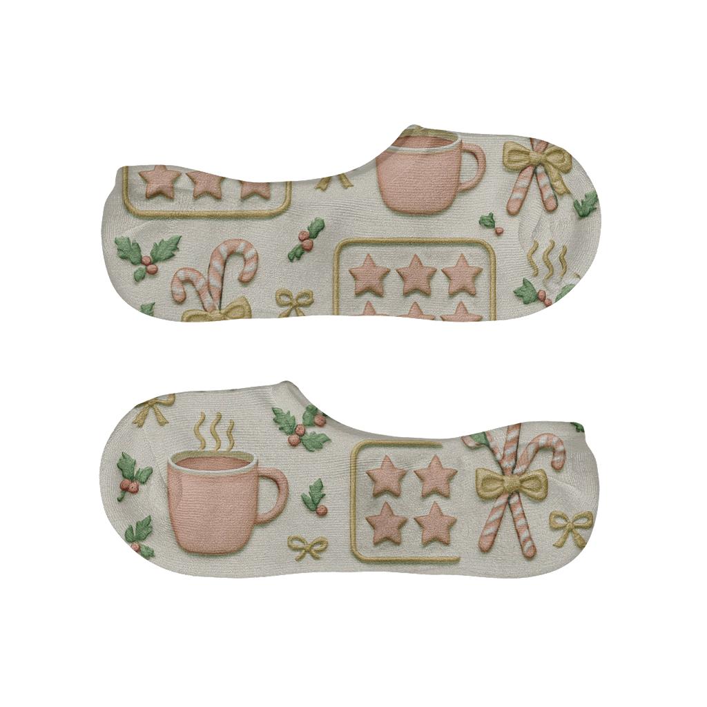 Embossed Cookie Tray Rhythm, Mrs. Claus trendy no-show sock styles