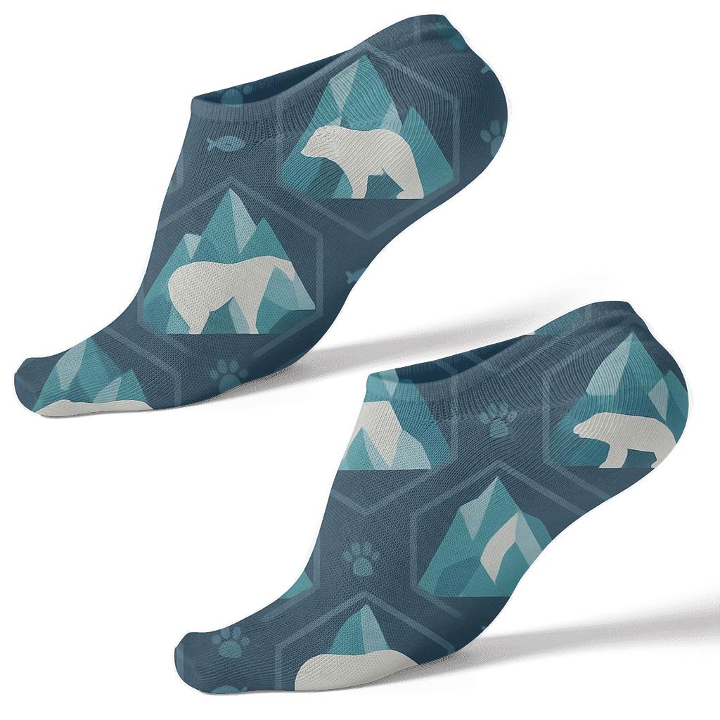 Iceberg Lattice With Polar Bear Silhouettes personalized ankle socks