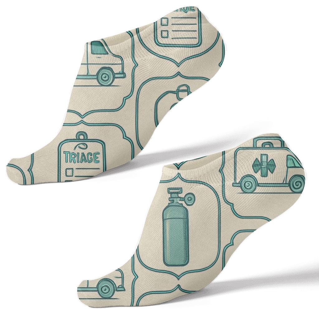Badge Tile Pattern With Paramedic Tribute personalized ankle socks