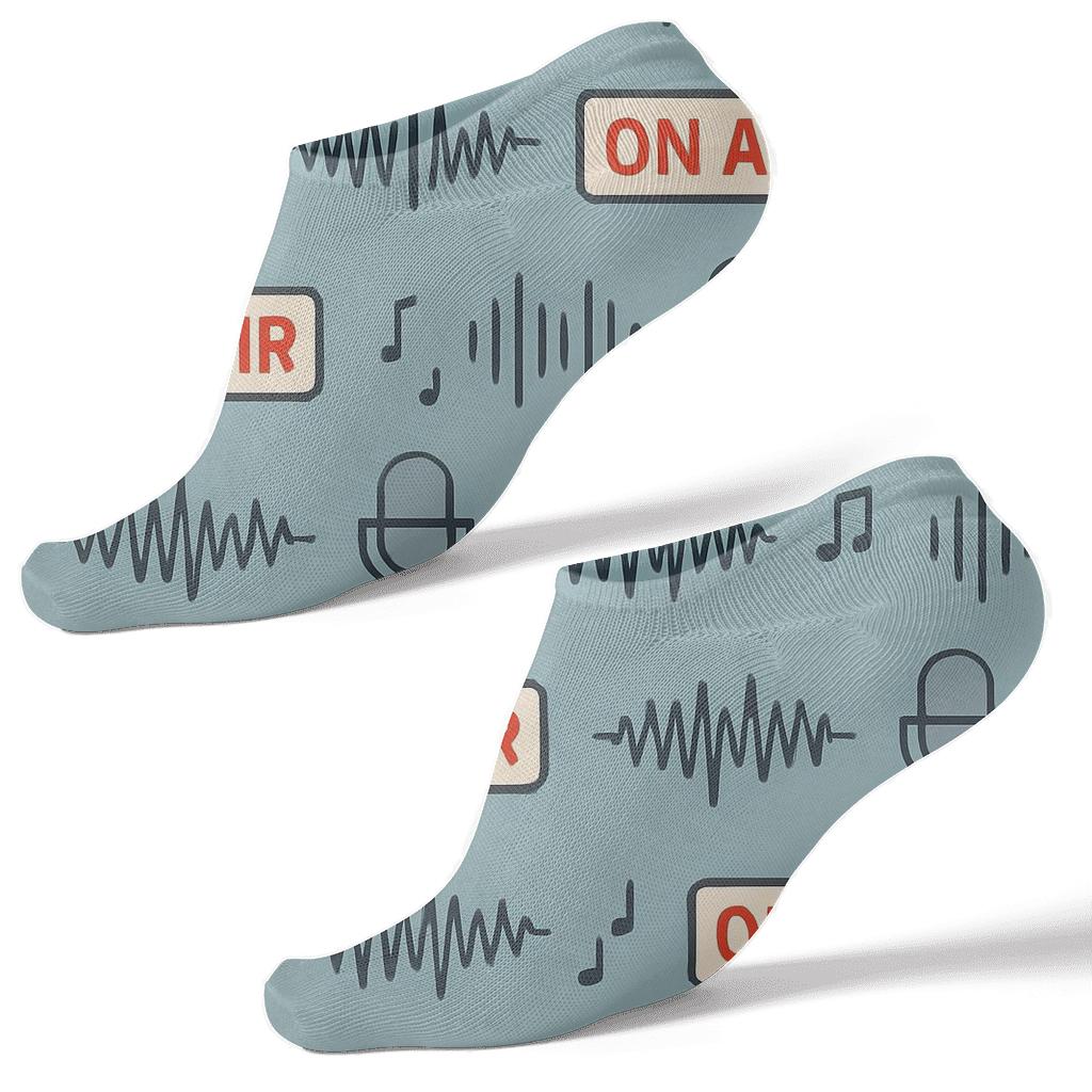 Sound Wave Bands With Radio Host Icons personalized ankle socks