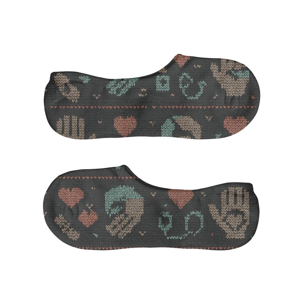 Knitted Helping Hands Grid For Social Worker soft cotton no-show socks