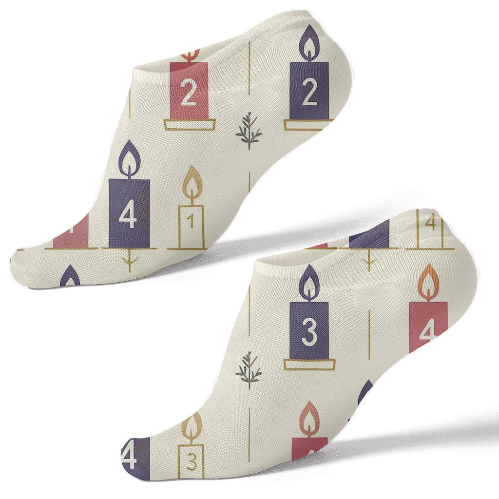 Modern Minimal Advent Candles Number Grid Emblem comfortable cotton ankle socks