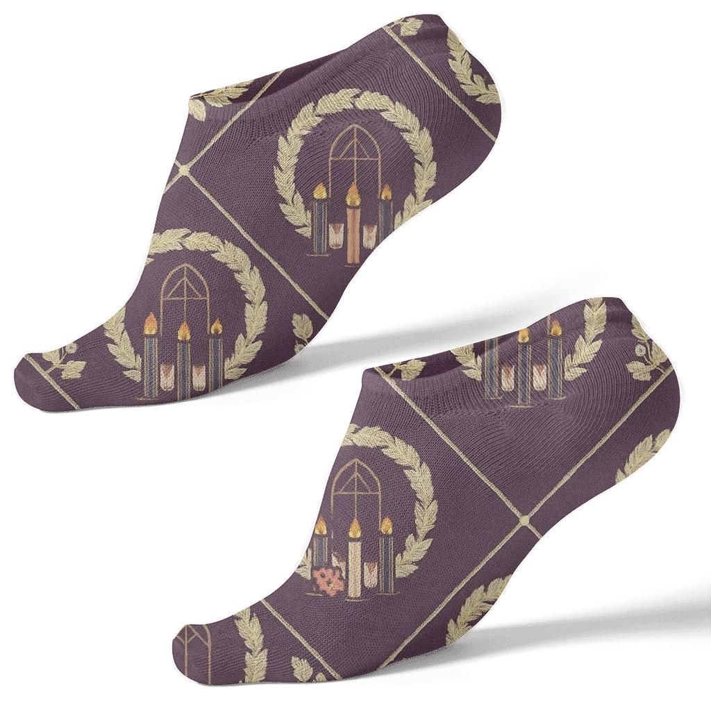 Vintage Liturgical Poster Pattern With Advent Wreath Rings comfortable cotton ankle socks