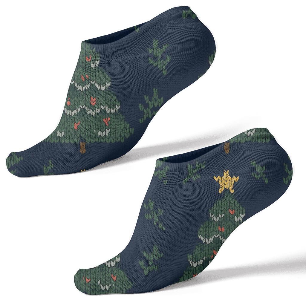 Knit Illusion Star Topper Grid Christmas Tree comfortable cotton ankle socks