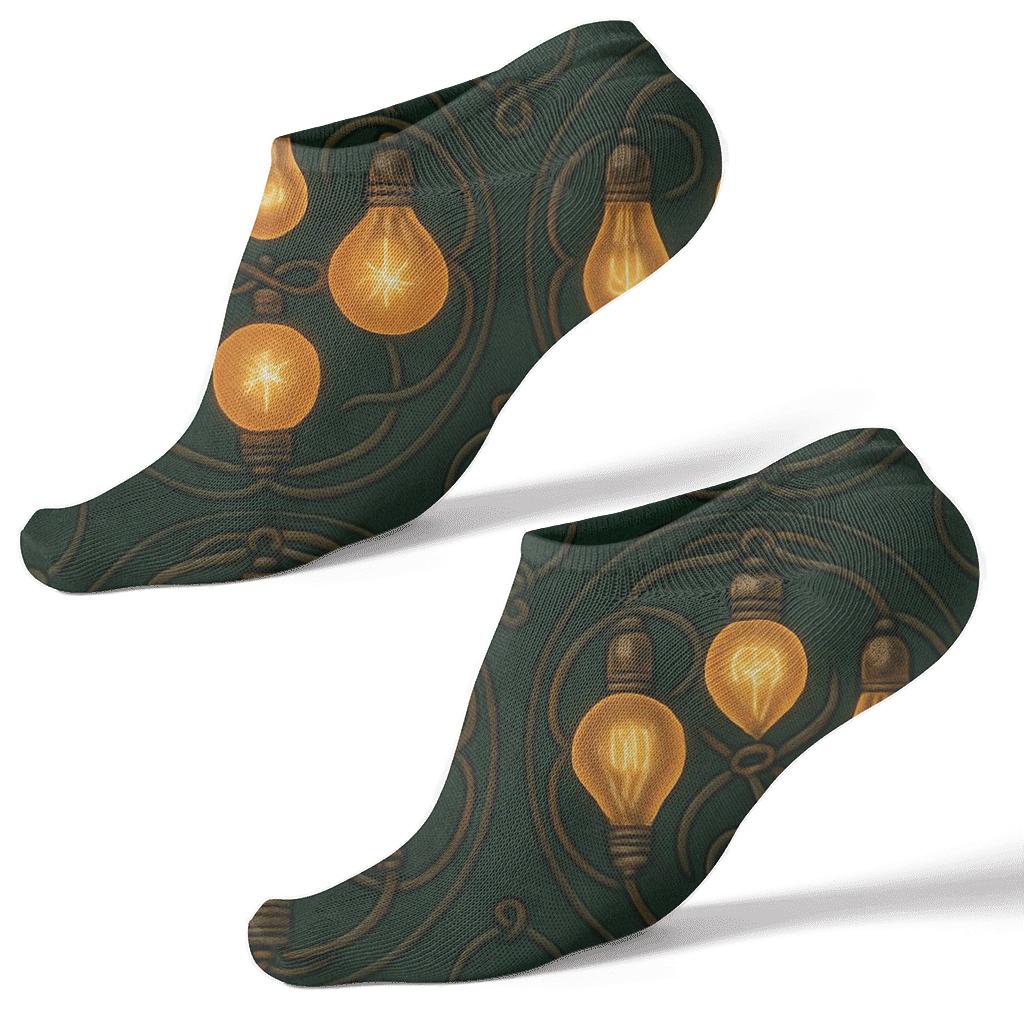 Tangled Garland Bulb Medallions On Deep Evergreen comfortable cotton ankle socks