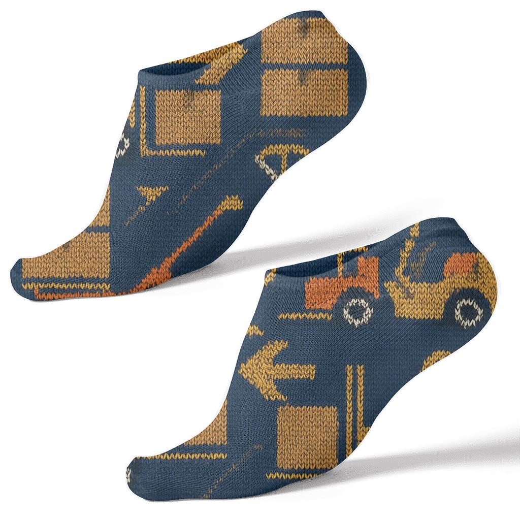 Forklift Parade Pattern, Warehouse Worker-Crafted premium sports ankle socks