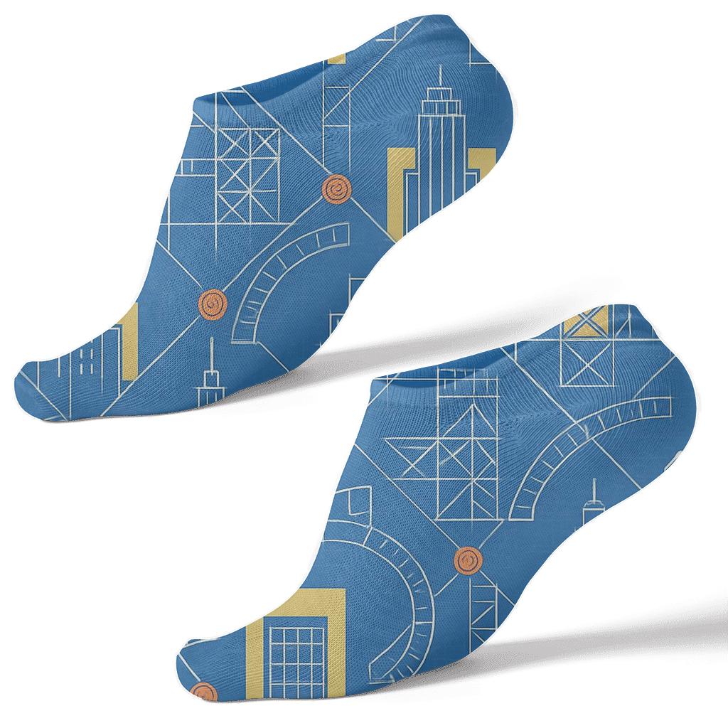 Blueprint Lattice For Building Inspector trendy patterned ankle socks