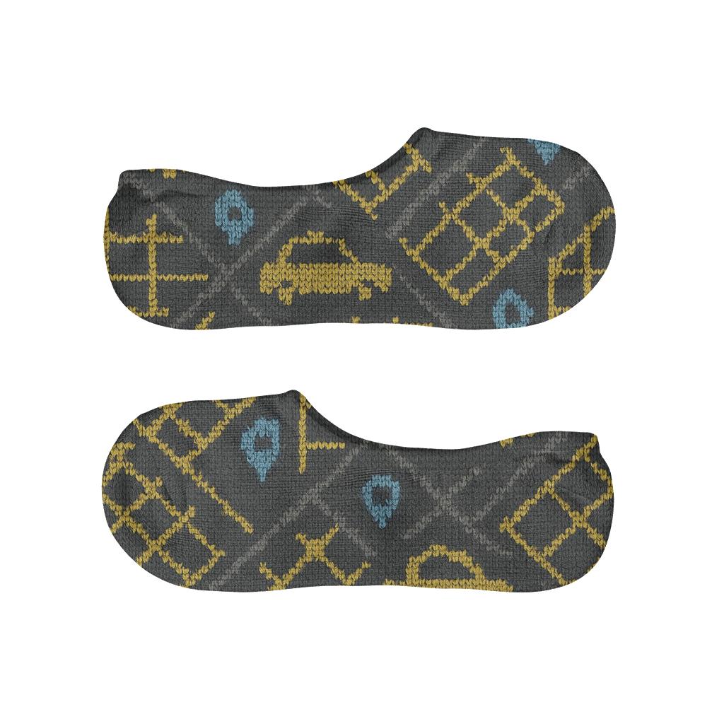 Knitted Street Map Rhythm For Rideshare Driver breathable no-show socks