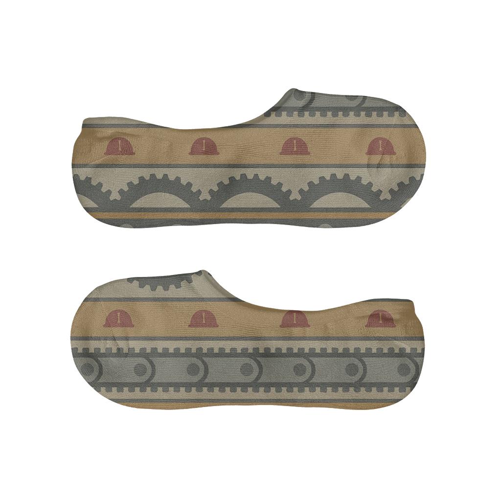 Factory Worker Assembly Line Bands In Rust And Steel designer printed no-show socks